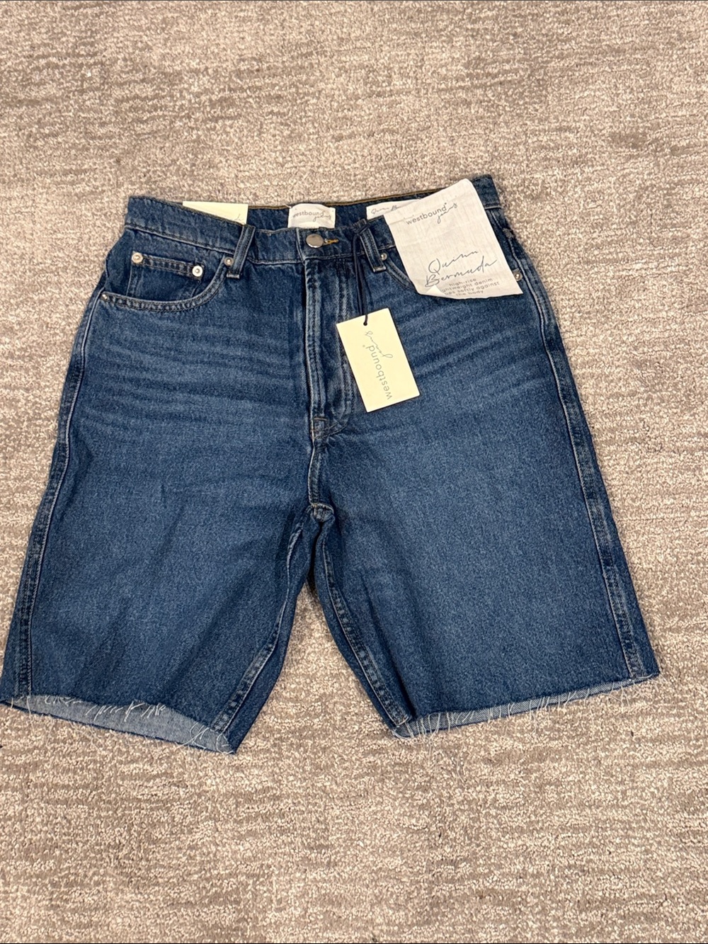 Westbound Women's Dark Blue Denim Quinn Bermuda Shorts Relaxed Fit Size 8